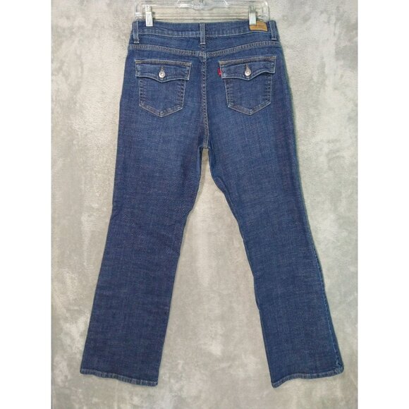 Levis 512 Jeans Womens 12 Blue Denim Perfectly Slimming Boot Cut Stretch Dark - Picture 1 of 9
